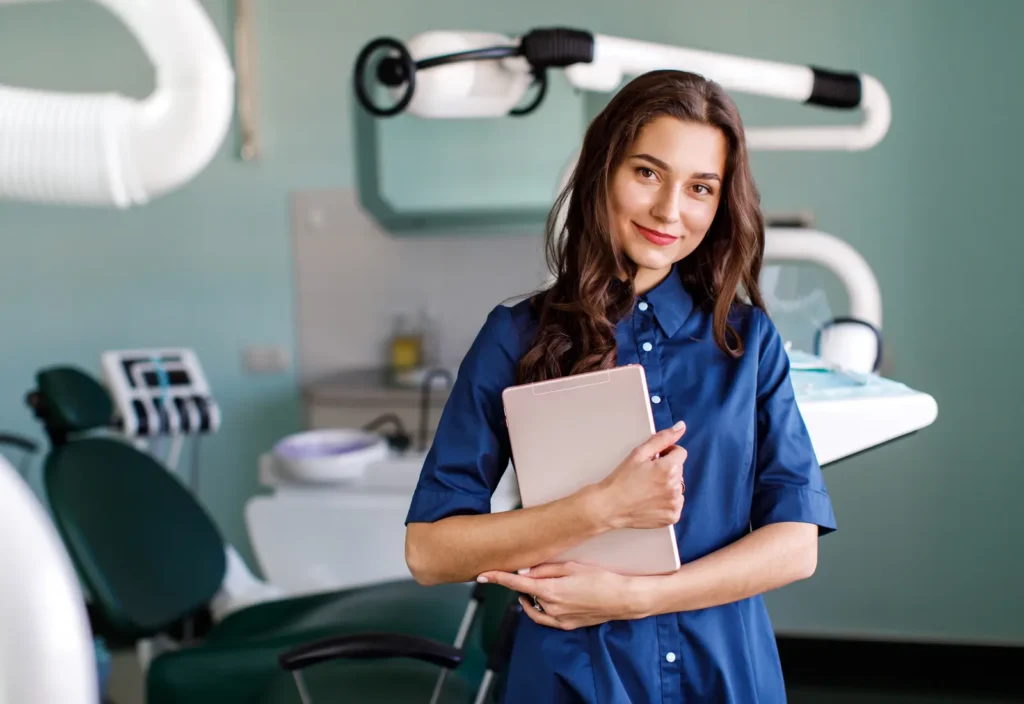 Dental professional in a modern clinical setting